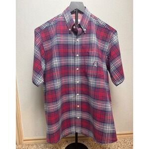 Cinch Mens Red Blue Plaid Short Sleeve Button Down Western Shirt Medium